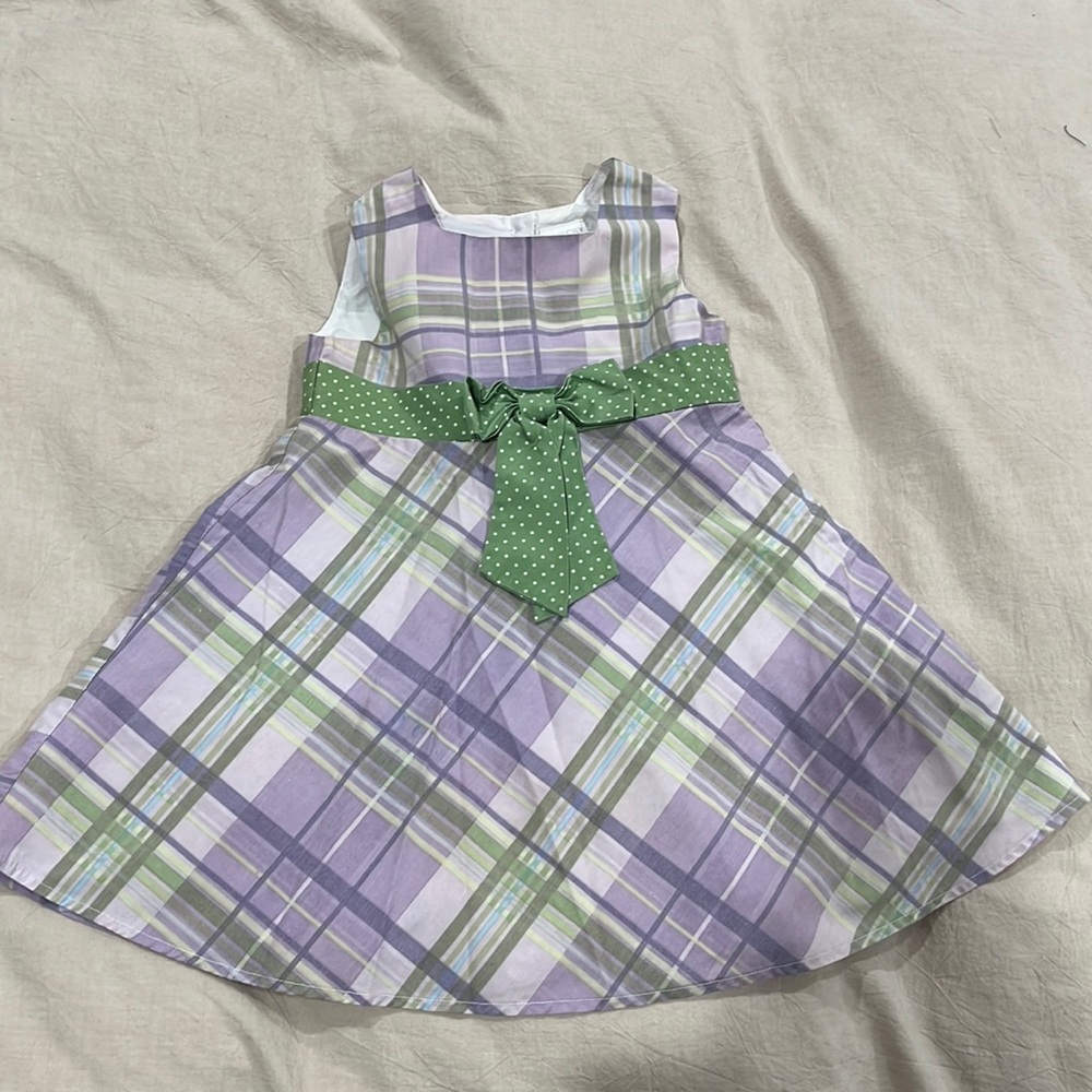 Girls formal dress, shirt sleeve, purple/green, size 3T, gently worn